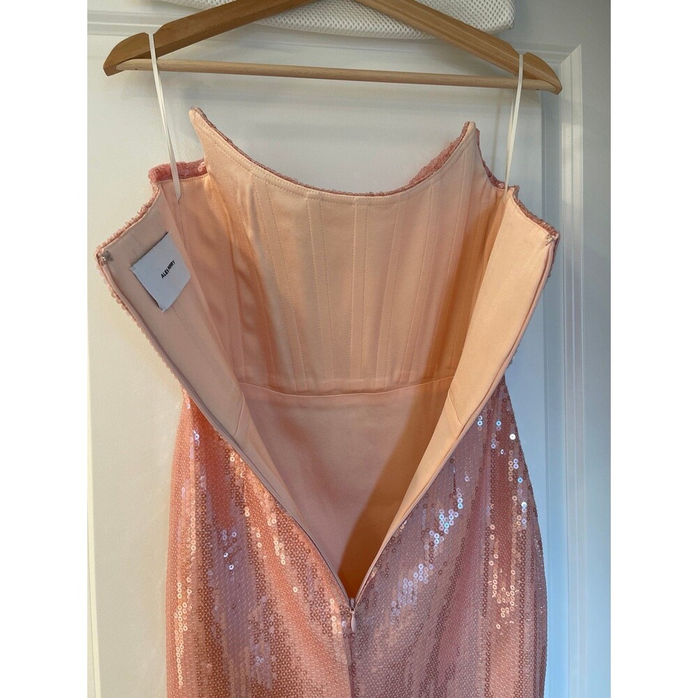NWOT ALEX PERRY SEQUIN CURVED STRAPLESS DRAPE PEACH DRESS - Picture 10 of 12